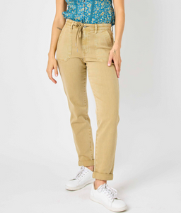 88815 Judy Blue - High Waist Dyed Cuffed Jogger Khaki