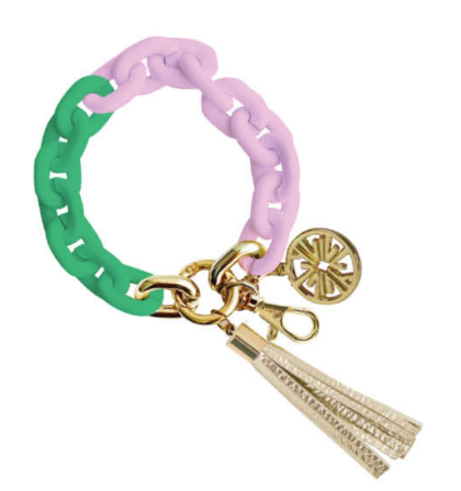 Chain Keychain - Conch Shell Pink/Spearmint | Sweet Southern Charm