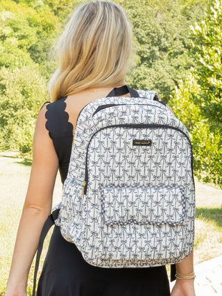 Quilted Backpack - Black Bows