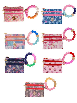 Simply Southern Bead Bangle Wallet – PU leather wallet with beaded bracelet strap, card slots, snap protector, and zipper coin pouch from Sweet Southern Charm