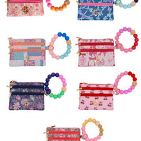 Simply Southern Bead Bangle Wallet – PU leather wallet with beaded bracelet strap, card slots, snap protector, and zipper coin pouch from Sweet Southern Charm
