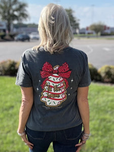 Simply Southern Tee
Christmas Tee 
Bow with little debbie cake tee 
christmas trendy 
tis the season