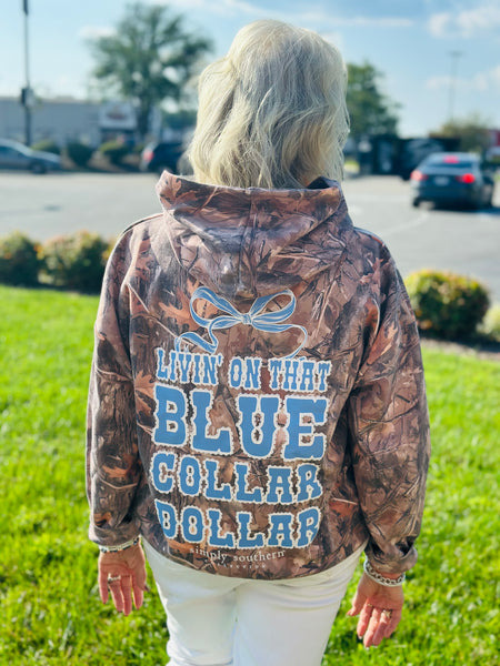 Simply Southern Camo Hoodie - Dollar
Simply Southern 
Camo Hoodie 
livin on that blue collar dollar 
trendy sweatshirt