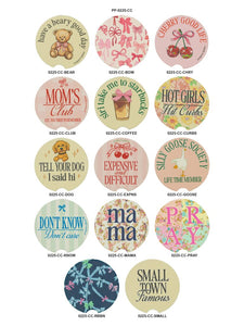 Simply Southern Car Coasters – 2.75"x0.25" absorbent stone inserts, fit any car cup holder, available in 14 designs from Sweet Southern Charm
