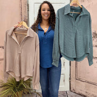 Simply Southern Knit Collared Pullover
Upgrade your wardrobe with this versatile knit collared pullover from Simply Southern. Designed in a soft and stretchy blend, it’s the perfect mix of comfort and style. The collared neckline adds a polished touch, making it easy to dress up or down for any occasion.
