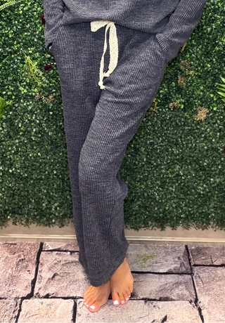 Corded Pants - Navy Lace