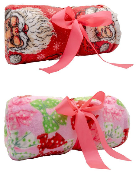 Simply Southern Simply Soft Holiday Blanket – Christmas Santa and Bow designs, cozy 100% polyester throw from Sweet Southern Charm