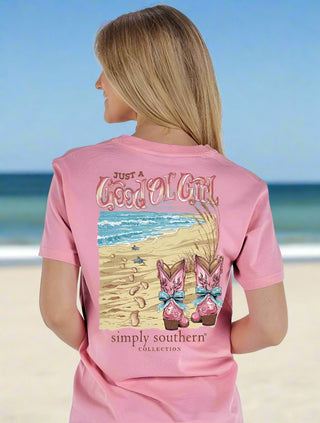 simply southern tee 
short sleeve tee 
just a good ol girl 
beach cowgirl tee