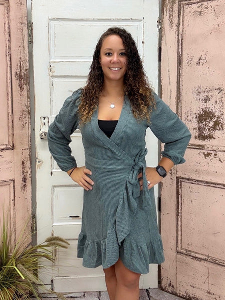 Step out in style with this chic knit wrap dress! Designed with a flattering wrap waist construction, playful flounce hem, and elegant balloon sleeves, it’s the perfect mix of classy and fun. The soft, stretchy knit blend (20% rayon, 75% polyester, 5% spandex) ensures comfort while keeping its shape, making it a go-to piece for everything from brunch to date night.