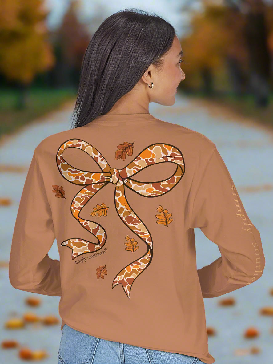 simply southern long sleeve tee
fall tee
camo bow 
trendy bow tee 
simply southern