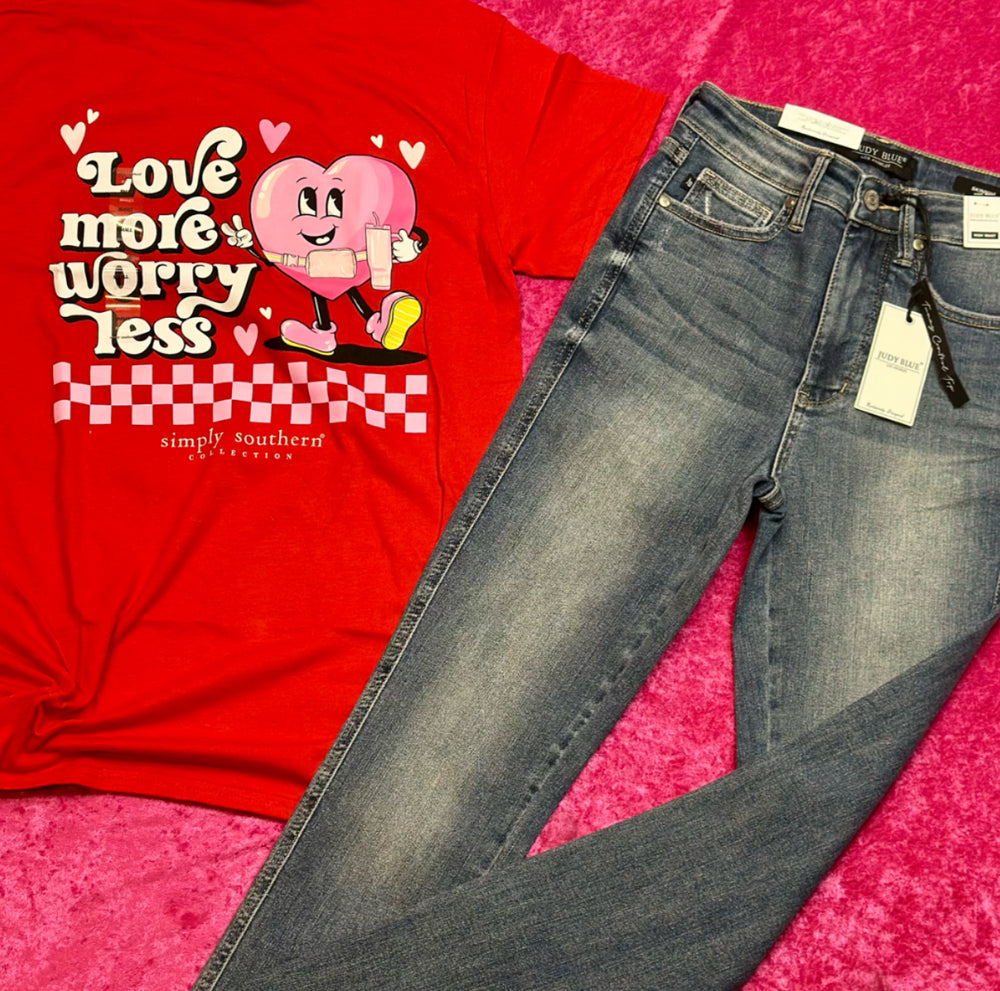 Spread positivity with the Simply Southern Love More Tee. Featuring the inspiring phrase 