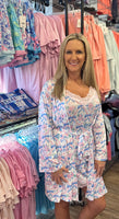 This patterned robe set includes a lightweight nightgown and matching robe. The gown features adjustable straps while the robe features a tie at the waist to ensure the perfect fit. Material content: 95% Polyester &amp; 5% Spandex.&nbsp;Runs true to size.
