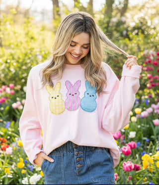 Simply Southern Peeps Crew with exclusive design, ribbed neckline, drop shoulders, and relaxed fit.

Simply Southern crew, Peeps sweatshirt, spring crewneck, relaxed fit sweatshirt, festive women’s sweatshirt, Sweet Southern Charm Simply Southern