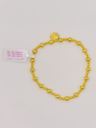 Simply Southern Positivity Pearl Bracelet with gold-tone and pearlescent beads plus signature logo charm – stylish women’s bracelet from Sweet Southern Charm