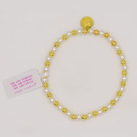 Simply Southern Positivity Pearl Bracelet with gold-tone and pearlescent beads plus signature logo charm – stylish women’s bracelet from Sweet Southern Charm