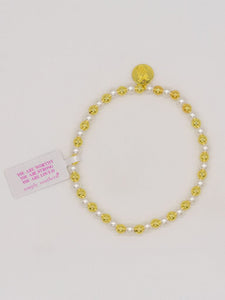 Simply Southern Positivity Pearl Bracelet with gold-tone and pearlescent beads plus signature logo charm – stylish women’s bracelet from Sweet Southern Charm