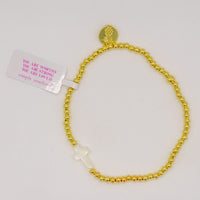 Simply Southern Positivity Pearl Bracelet with gold-tone and pearlescent beads plus signature logo charm – stylish women’s bracelet from Sweet Southern Charm