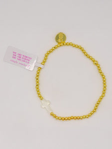 Simply Southern Positivity Pearl Bracelet with gold-tone and pearlescent beads plus signature logo charm – stylish women’s bracelet from Sweet Southern Charm