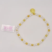 Simply Southern Positivity Pearl Bracelet with gold-tone and pearlescent beads plus signature logo charm – stylish women’s bracelet from Sweet Southern Charm