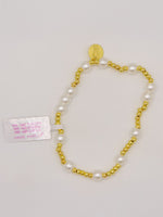 Simply Southern Positivity Pearl Bracelet with gold-tone and pearlescent beads plus signature logo charm – stylish women’s bracelet from Sweet Southern Charm
