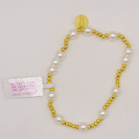 Simply Southern Positivity Pearl Bracelet with gold-tone and pearlescent beads plus signature logo charm – stylish women’s bracelet from Sweet Southern Charm