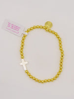 Simply Southern Positivity Pearl Bracelet with gold-tone and pearlescent beads plus signature logo charm – stylish women’s bracelet from Sweet Southern Charm
