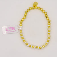 Simply Southern Positivity Pearl Bracelet with gold-tone and pearlescent beads plus signature logo charm – stylish women’s bracelet from Sweet Southern Charm