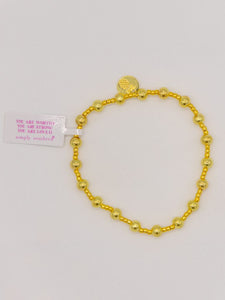 Simply Southern Positivity Pearl Bracelet with gold-tone and pearlescent beads plus signature logo charm – stylish women’s bracelet from Sweet Southern Charm