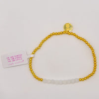 Simply Southern Positivity Pearl Bracelet with gold-tone and pearlescent beads plus signature logo charm – stylish women’s bracelet from Sweet Southern Charm