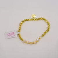 Simply Southern Positivity Pearl Bracelet with gold-tone and pearlescent beads plus signature logo charm – stylish women’s bracelet from Sweet Southern Charm