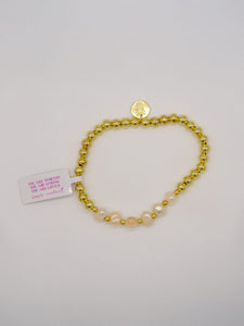 Simply Southern Positivity Pearl Bracelet with gold-tone and pearlescent beads plus signature logo charm – stylish women’s bracelet from Sweet Southern Charm