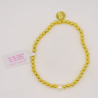 Simply Southern Positivity Pearl Bracelet with gold-tone and pearlescent beads plus signature logo charm – stylish women’s bracelet from Sweet Southern Charm