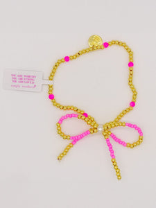 Simply Southern Positivity Pearl Bracelet with gold-tone and pearlescent beads plus signature logo charm – stylish women’s bracelet from Sweet Southern Charm