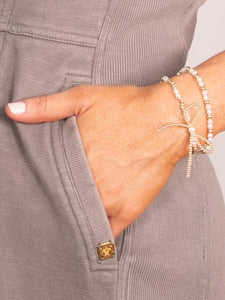 Simply Southern Positivity Pearl Bracelet with gold-tone and pearlescent beads plus signature logo charm – stylish women’s bracelet from Sweet Southern Charm