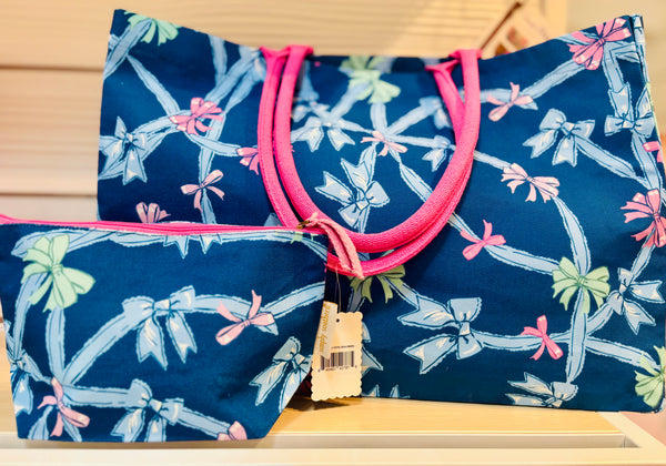 Simply Southern Tote & Pouch set 
Matching Set 
Trendy bows
