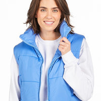 Simply Southern Cropped Puffer Vest – quilted polyester vest with zip front, front pockets, and logo from Sweet Southern Charm