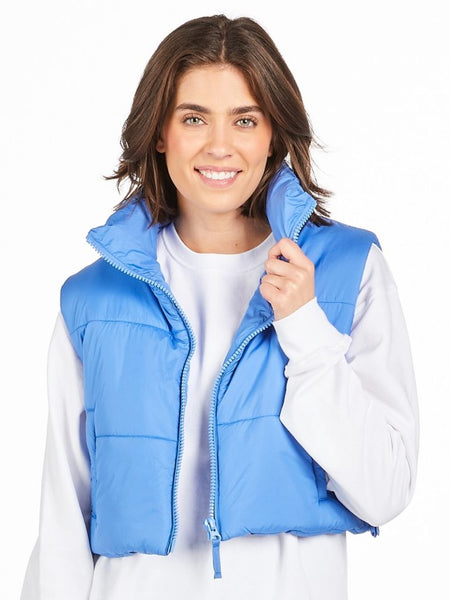 Simply Southern Cropped Puffer Vest – quilted polyester vest with zip front, front pockets, and logo from Sweet Southern Charm
