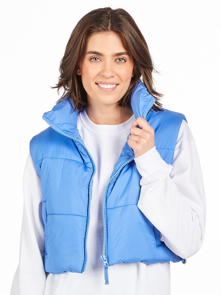 Simply Southern Cropped Puffer Vest – quilted polyester vest with zip front, front pockets, and logo from Sweet Southern Charm