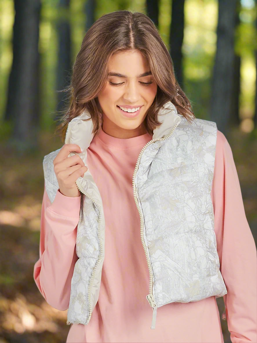 Simply Southern Cropped Puffer Vest – quilted polyester vest with zip front, front pockets, and logo from Sweet Southern Charm