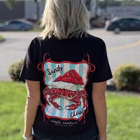 Christmas Tee 
Simply Southern tee 
Sandy Claws 
Crab with Santa hat
Christmas 
Trendy Tee