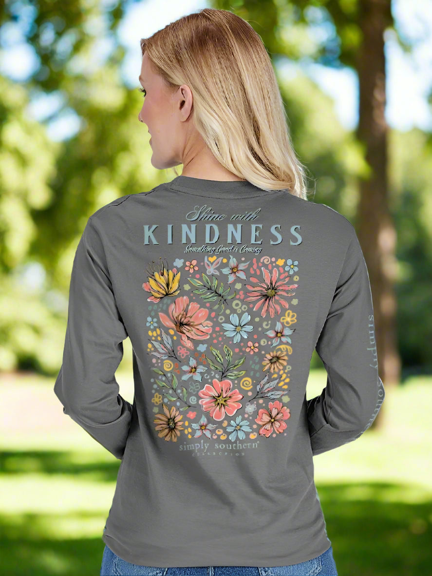 Simply Southern Tee
Long Sleeve Tee
Shine with kindness 
100% cotton tee 
trendy tee
everyday wear graphic tees