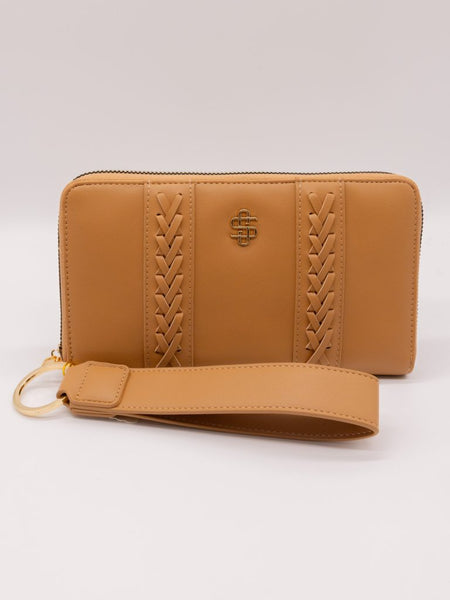 Simply Southern braided PU leather wallet with zip top, card slots, wristlet strap, and gold logo emblem.
Simply Southern
Wallet
Trendy wallet