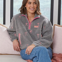 Simply Southern Taylor Half Zip Pullover – sherpa fleece with mock neck collar, front pockets, and chest logo from Sweet Southern Charm