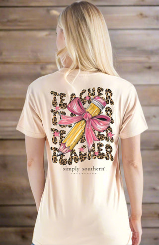 Simply Southern Tee
Short Sleeve Tee 
Teacher Tee 
Pencil with bow 
leopard teacher 