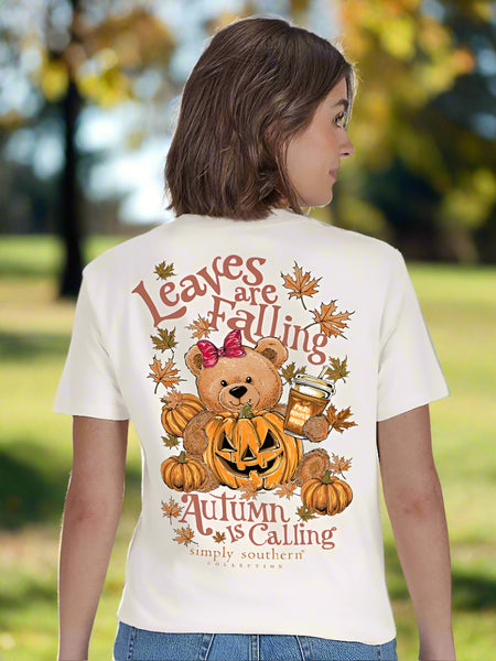 Simply Southern Tee 
Simply Southern 
Bear Tee 
Fall tee 
leaves are falling, autumn is calling 
short sleeve tee
pumpkins 
graphic tee