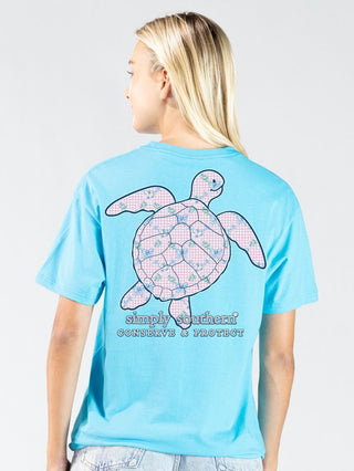 Simply Southern tracking turtle tee with QR code to track your sea turtle.