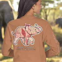 Simply Southern Long Sleeve Tee 
Elephant Patch Work with a bow