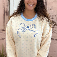 Simply Southern Crew 
Varsity Crew 
Blue Floral 
Blue Bow 