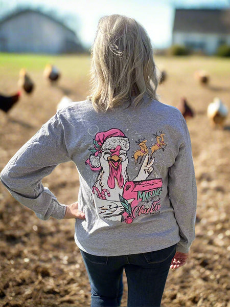 Christmas tee
Chicken Christmas 
Making a list and chicken it twice 

trendy tee