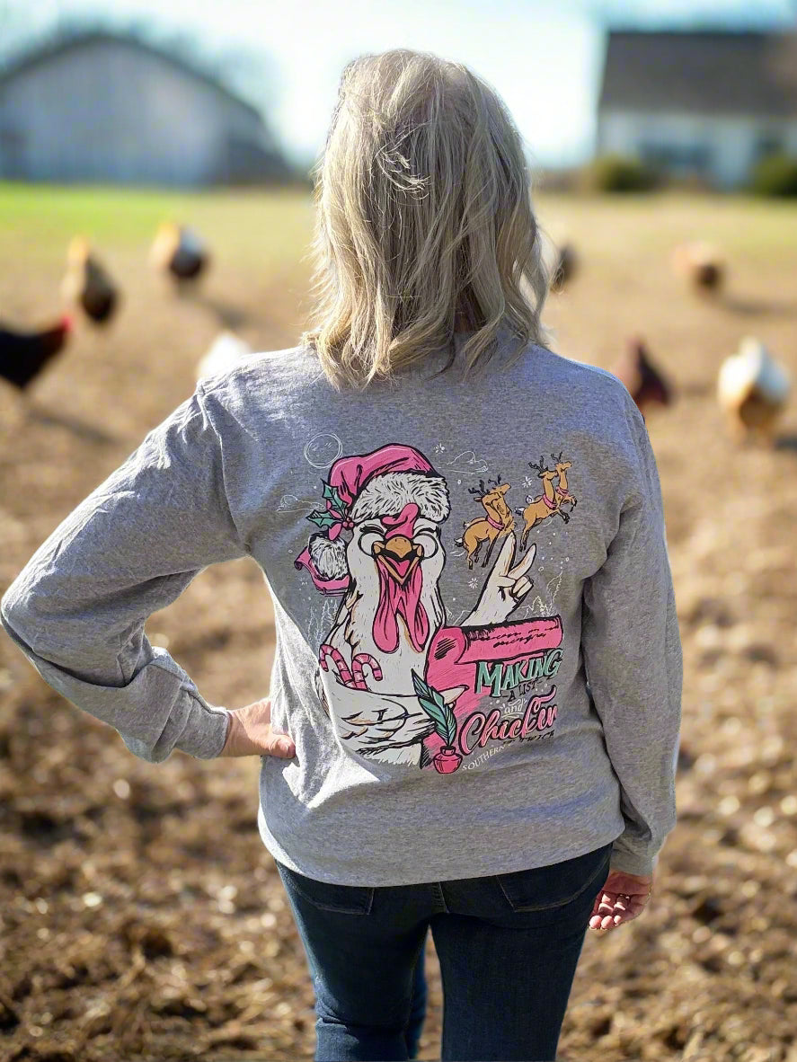 Christmas tee
Chicken Christmas 
Making a list and chicken it twice 

trendy tee